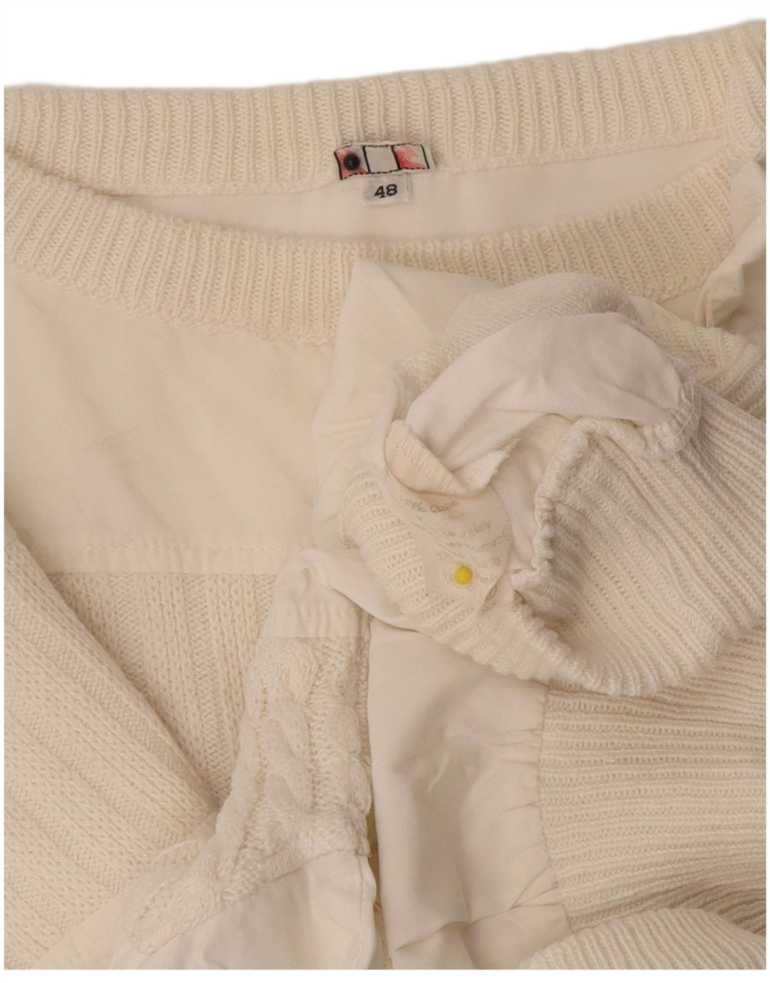 Vintage Herre Boat Neck Jumper Sweater IT 48 Medium Off White Bomuld