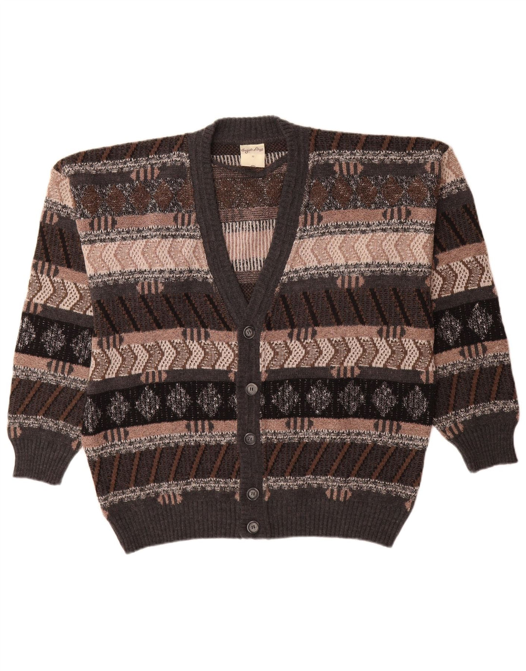 Angelo Litrico Herre cardigan sweater Medium Flerfarvet geometrisk uld