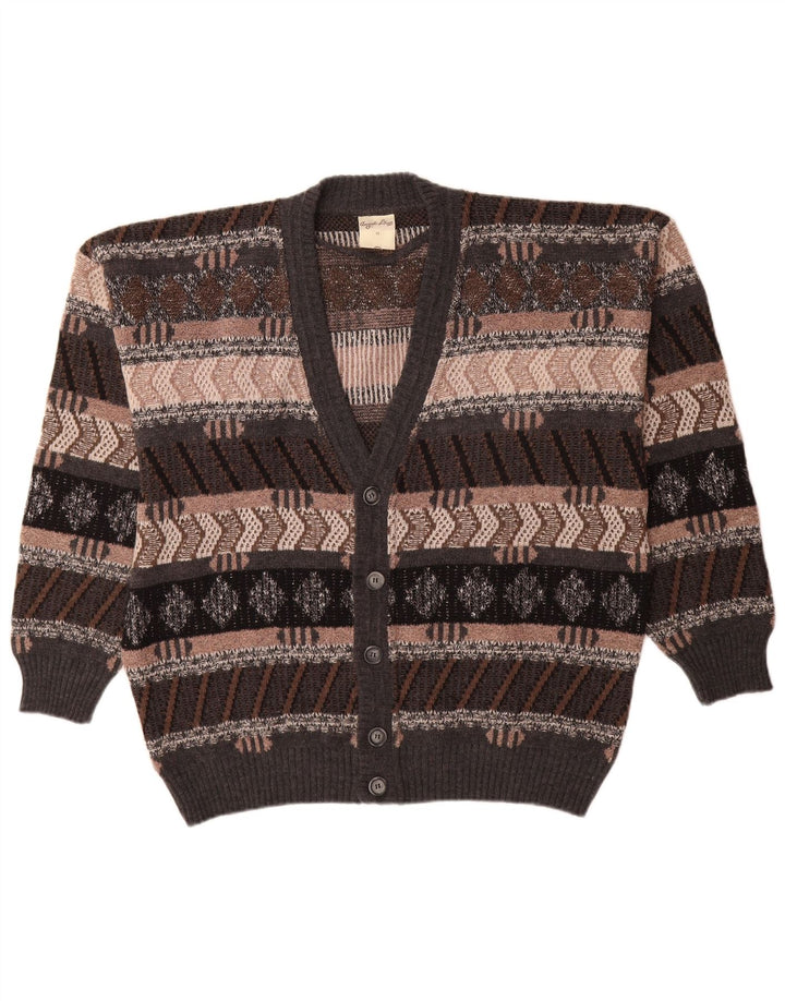 Angelo Litrico Herre cardigan sweater Medium Flerfarvet geometrisk uld