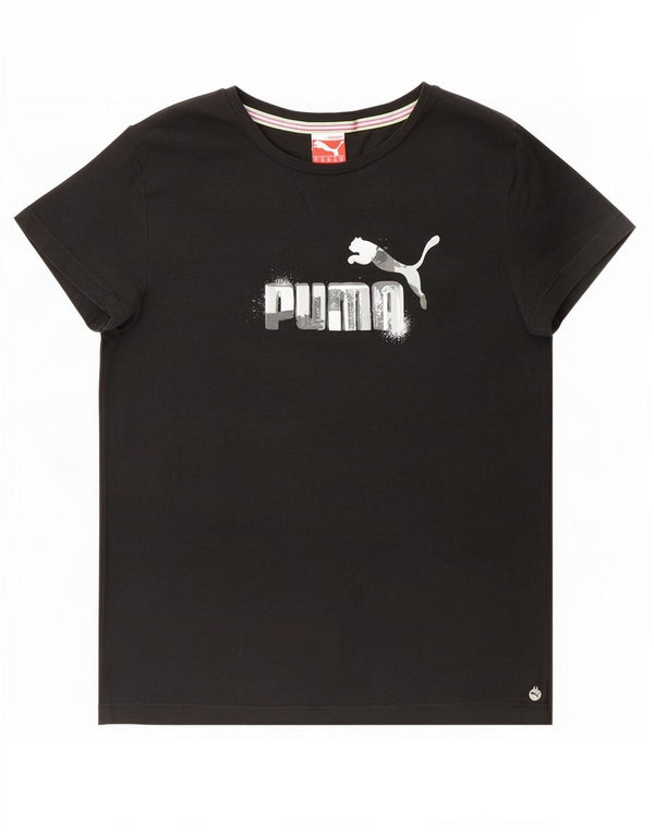 Puma Graphic T-Shirt Top UK 10 Small Black