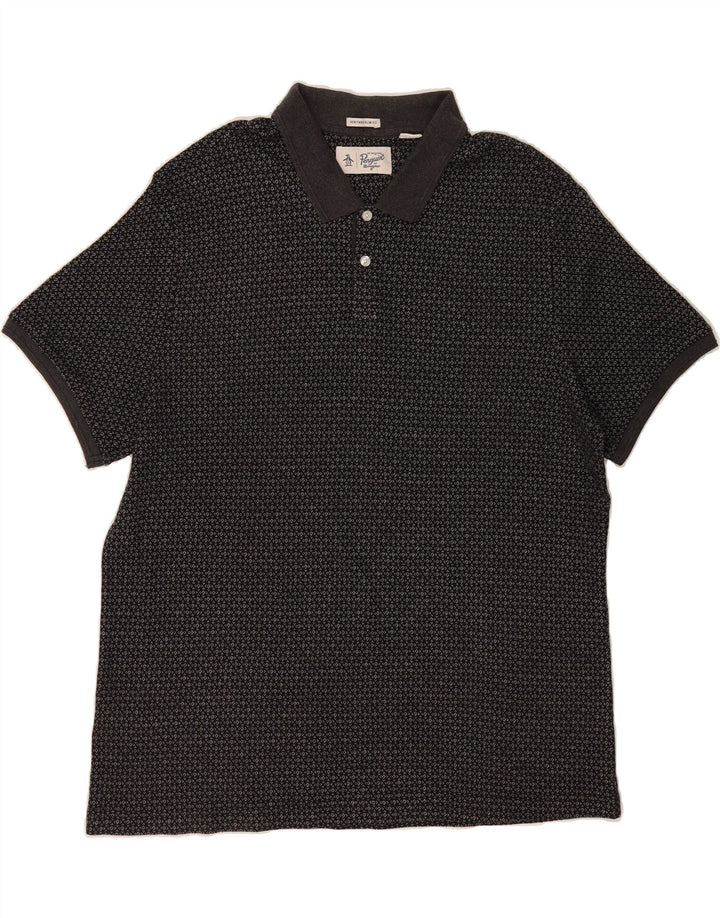 PENGUIN Mens Heritage Abstract Pattern Slim Fit Polo Shirt 2XL Grey Cotton Vintage Penguin and Second-Hand Penguin from Messina Hembry 