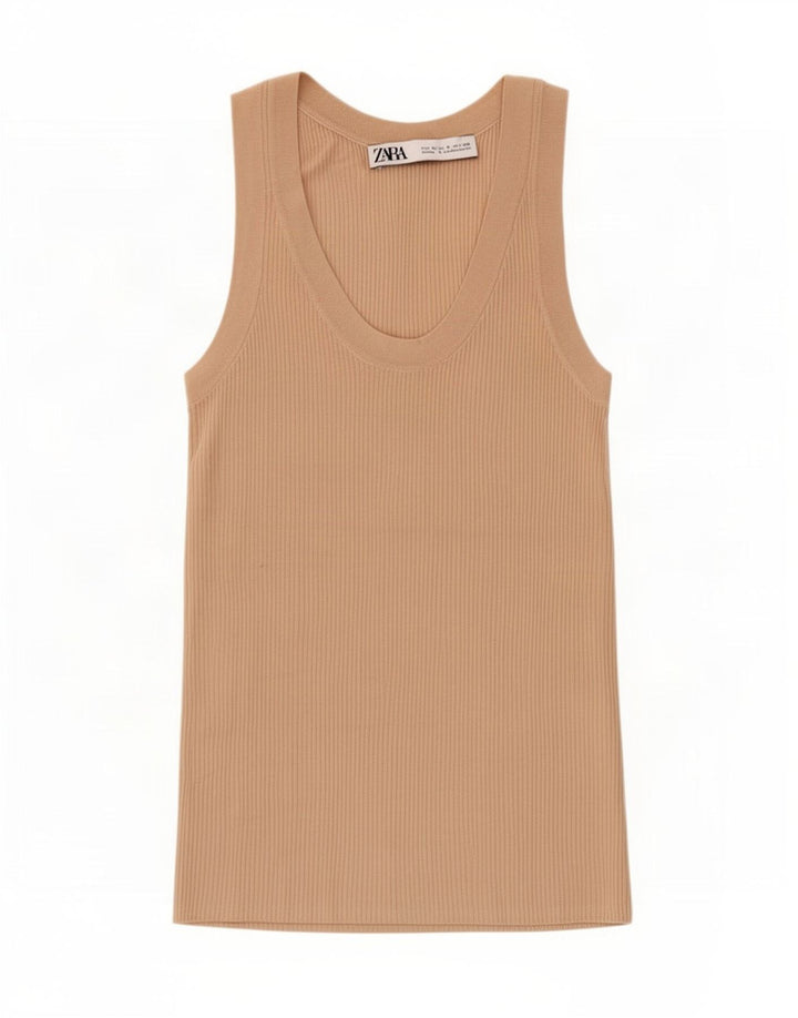 Zara Damevest Top UK 8 Small Beige Viscose