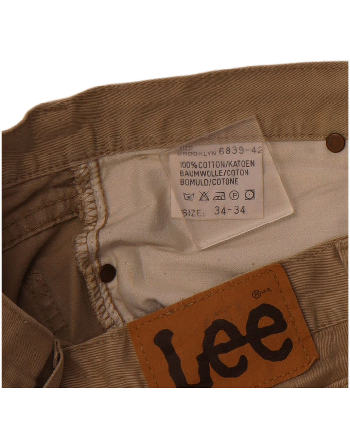 Lee Herre tilspidsede Casual Bukser W34 L34 Beige Bomuld