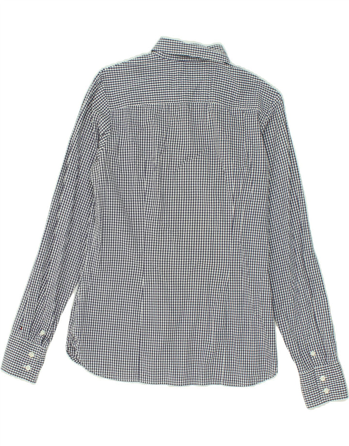 TOMMY HILFIGER Womens Stretch Shirt US 8 Medium Navy Blue Gingham Cotton Vintage Tommy Hilfiger and Second-Hand Tommy Hilfiger from Messina Hembry 