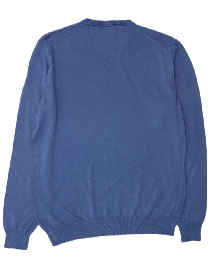 TRUSSARDI Herre V-hals sweater Stor blå bomuld