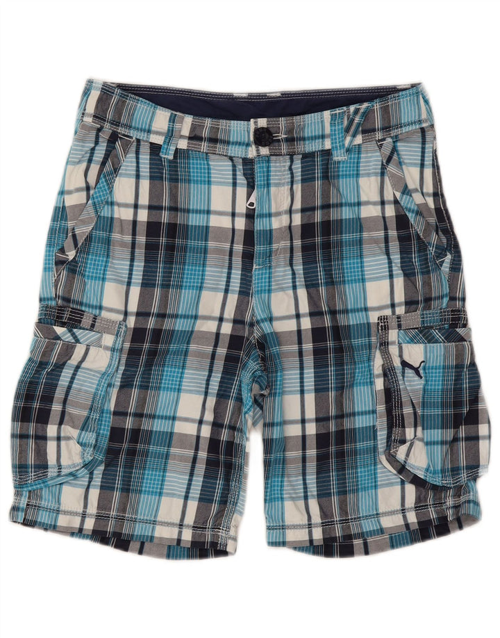 Puma Boys Cargo Shorts 11-12 år W28 blå ternet bomuld