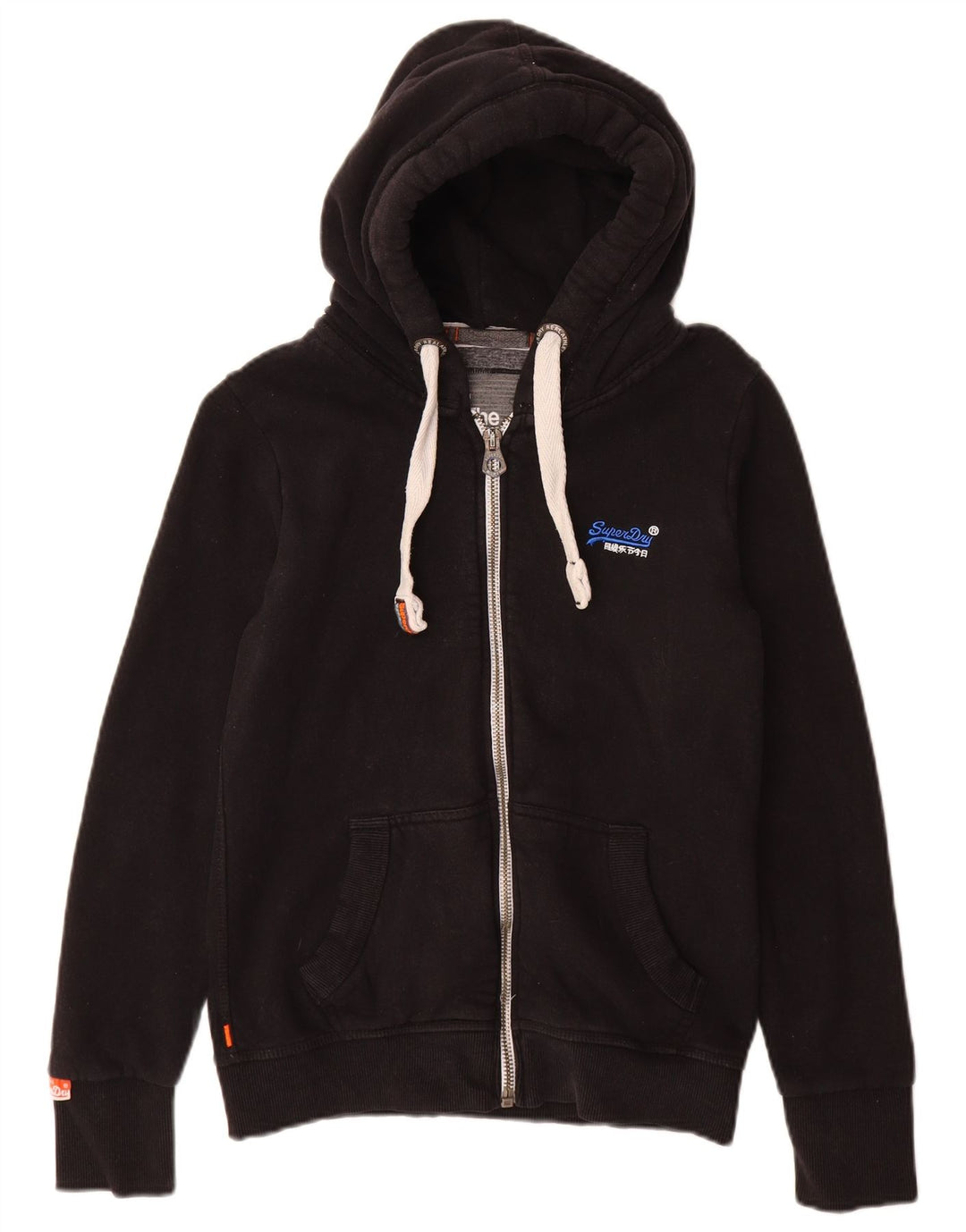 Superdry hættetrøje til kvinder med lynlås UK 12 Medium Sort bomuld