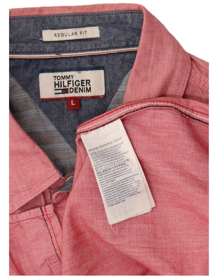 Tommy Hilfiger Herre Regular Fit Skjorte Large Pink Bomuld