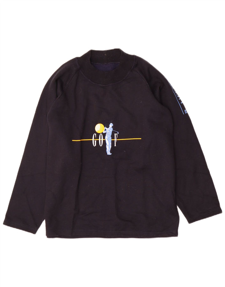 Vintage herre grafisk sweatshirt jumper XL marineblå akryl