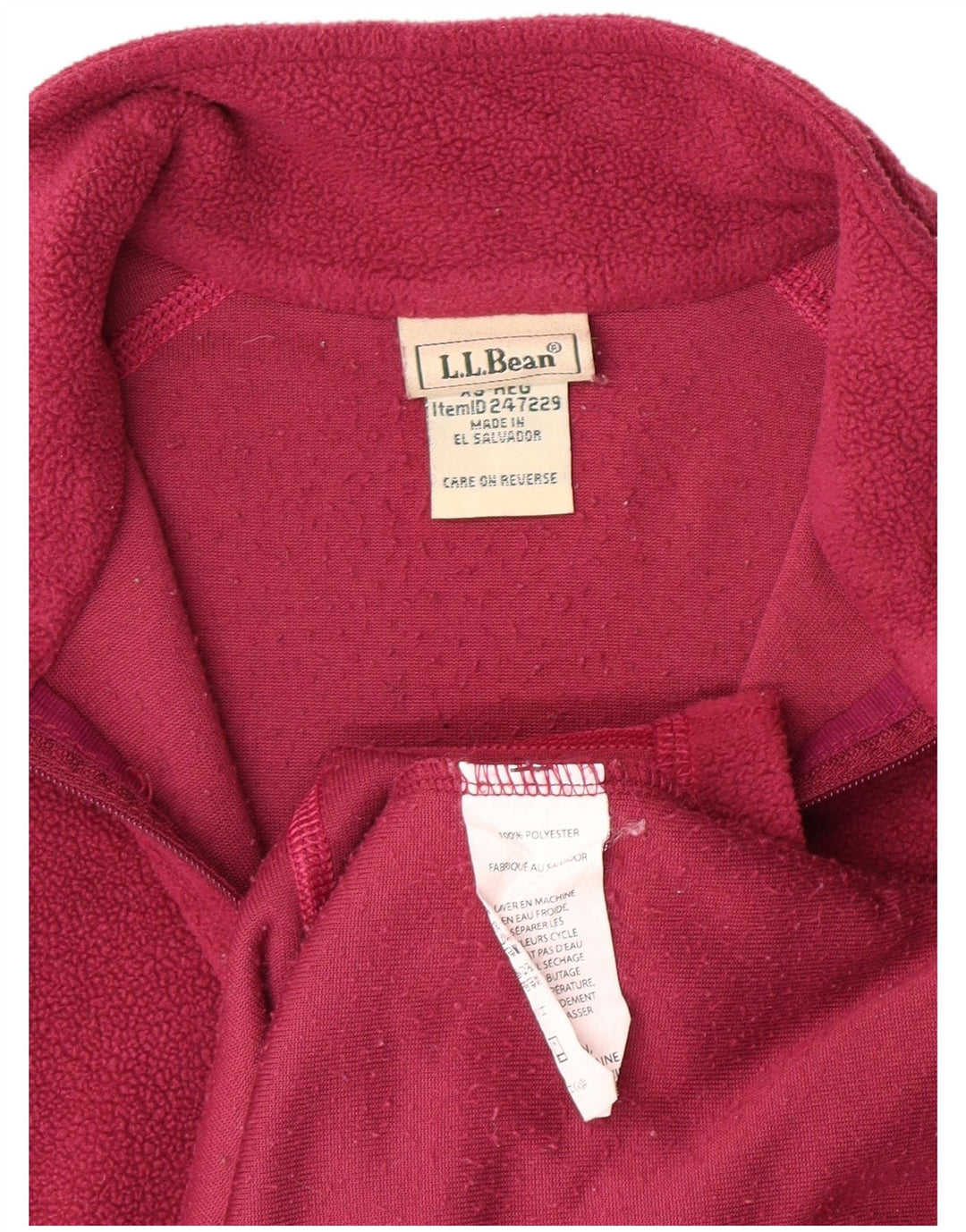 L.L.Bean Womens Zip Neck Fleece Jumper UK 6 XS Maroon Polyester