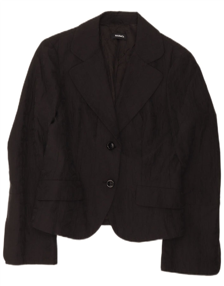 Max & Co. Dame 2-knaps blazerjakke UK 14 Stor sort bomuld