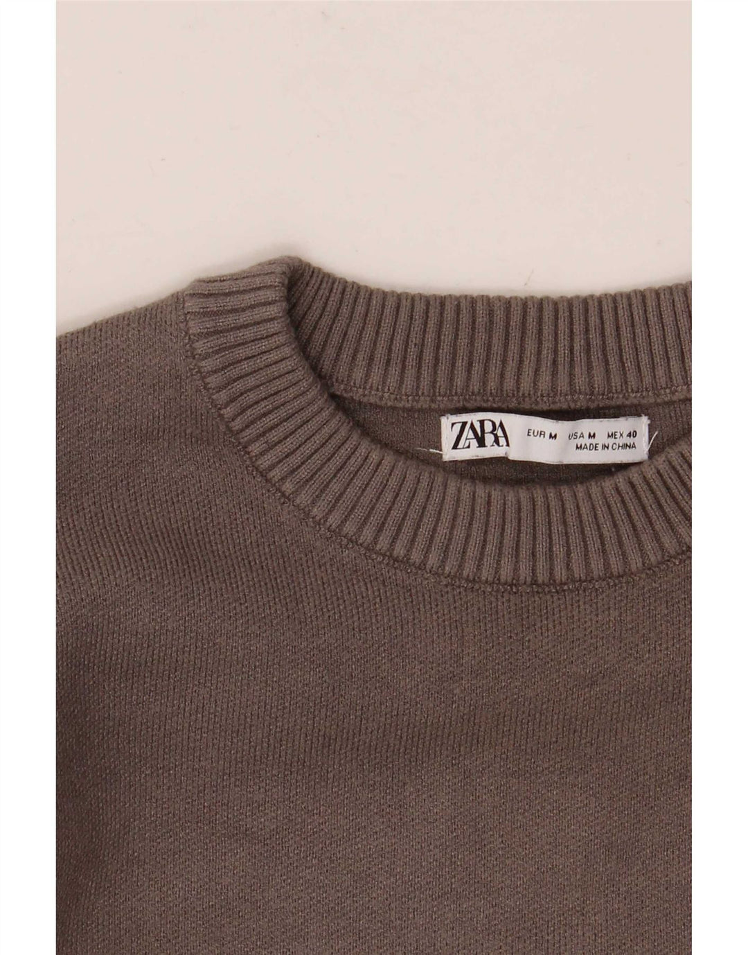 Zara Herre sweater med rund hals, mellemgrå