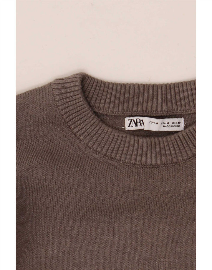 Zara Herre sweater med rund hals, mellemgrå