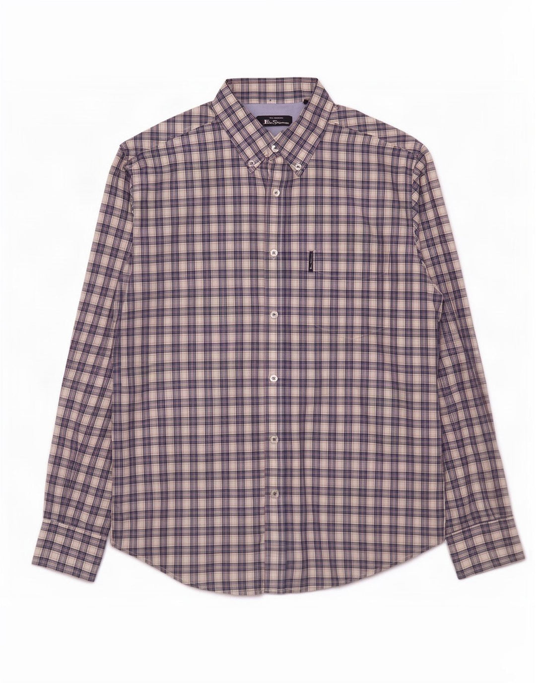 Ben Sherman herreskjorte mellemblå ternet bomuld