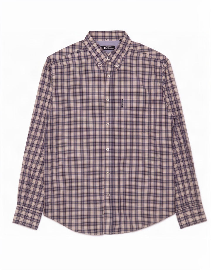 Ben Sherman herreskjorte mellemblå ternet bomuld