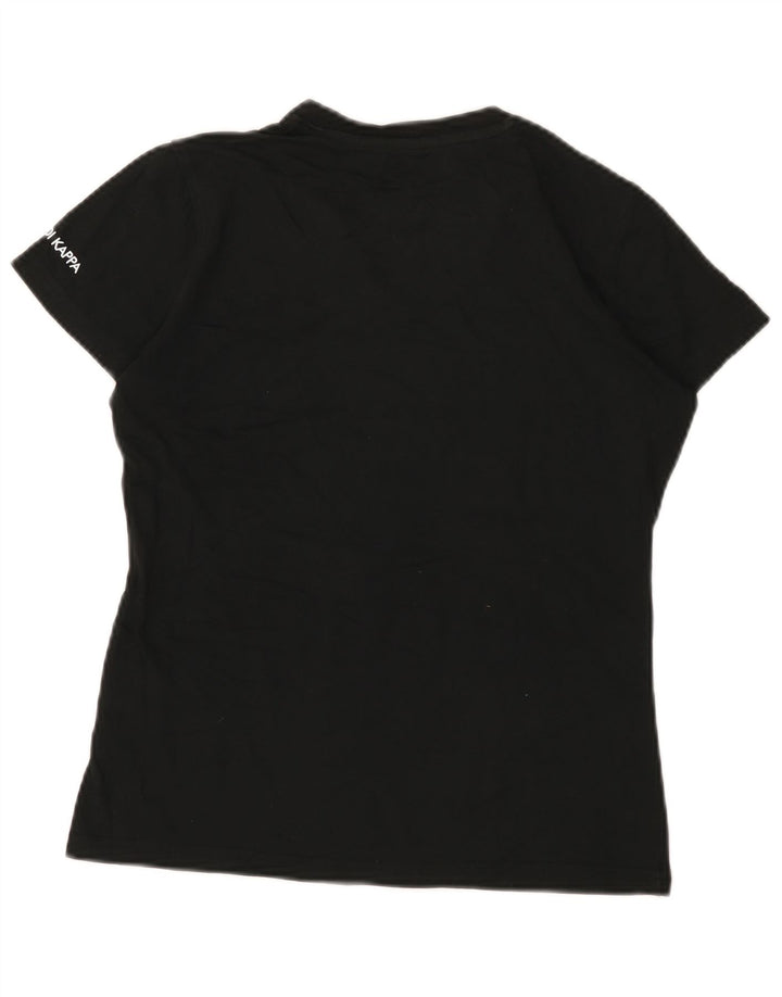 Kappa T-Shirt Top UK 12 Medium Sort Bomuld