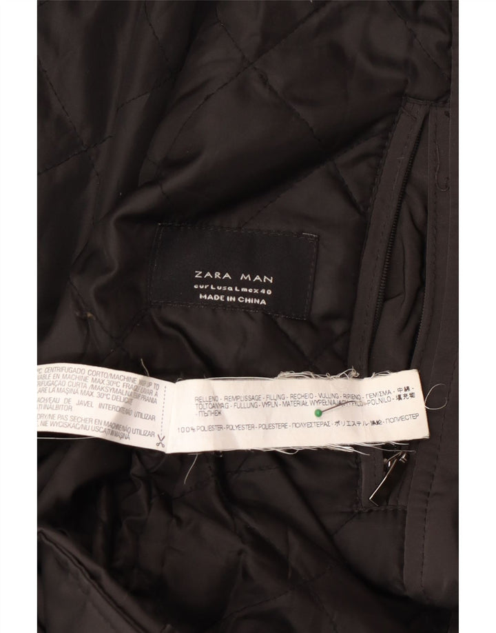 Zara Herre Windbreaker Jacket UK 40 Large Black Polyester