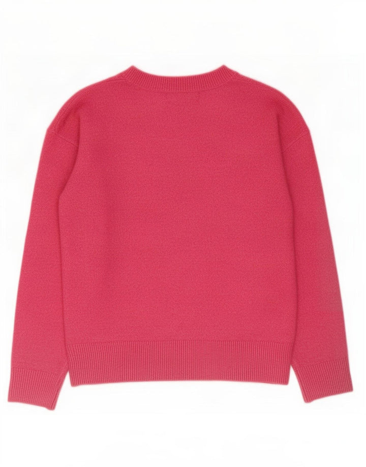 Marks & Spencer Dame V-hals sweater UK 10 Small Pink Polyester