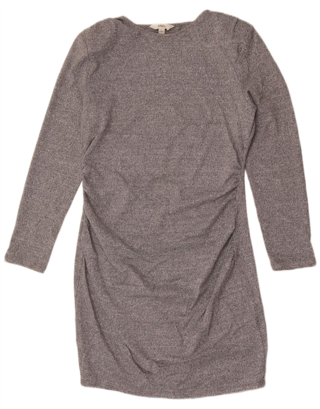 Marks & Spencer Dame Langærmet Skede Kjole UK 14 Medium Grey Flecked