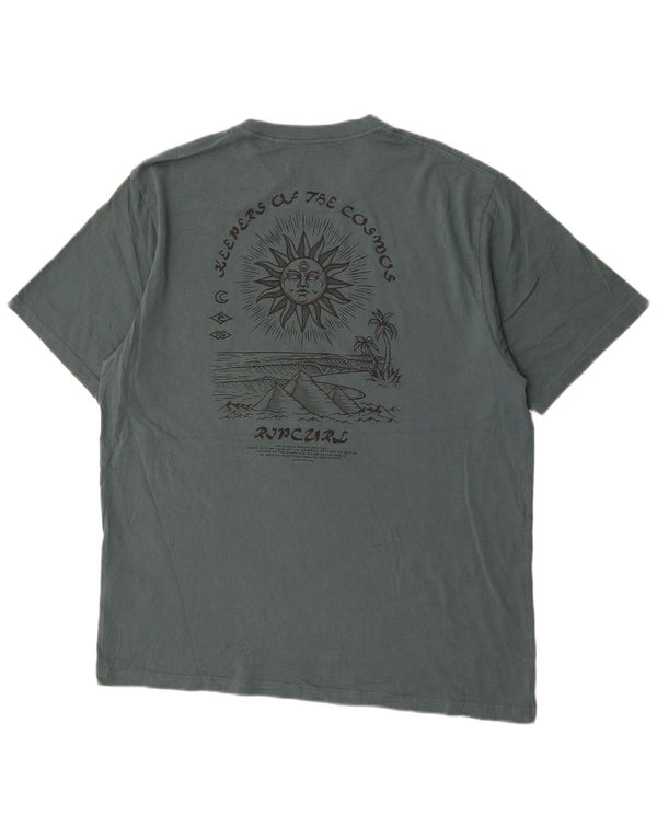 Rip Curl Herre Relaxed Fit Grafisk T-Shirt Top XL Grøn Bomuld