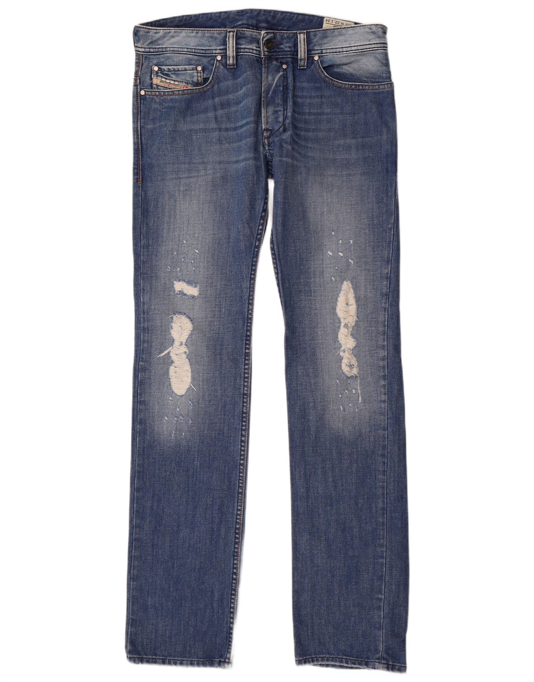 DIESEL Dame Safado Distressed Straight Jeans W32 L34 Blå Bomuld