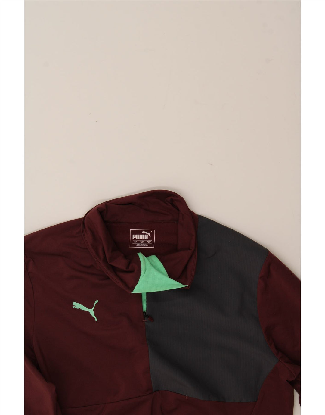 PUMA Womens Zip Neck Pullover Tracksuit Top UK 18 XL Burgundy Colourblock Vintage Puma and Second-Hand Puma from Messina Hembry 