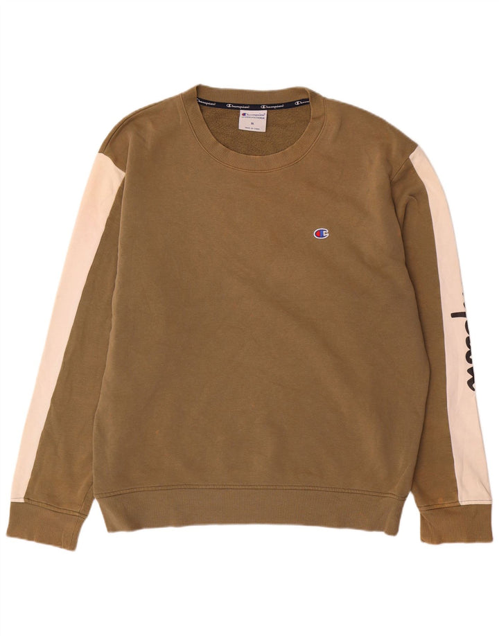 Champion Herre Grafisk Regular Fit Sweatshirt Jumper XL Brun Colourblock