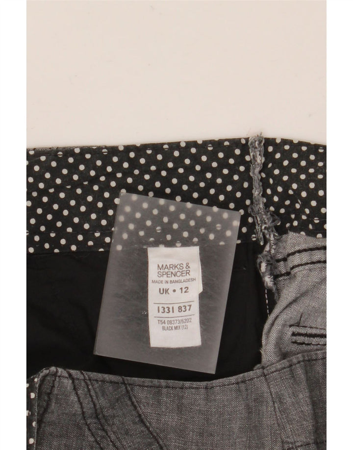 MARKS & SPENCER Chino-shorts til kvinder UK 12 Medium W30 Sort bomuld