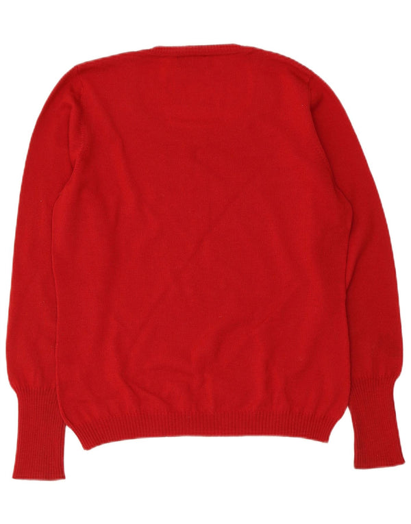 Luisa Spagnoli Dame Boat Neck Jumper Sweater UK 12 Medium Red Virgin Wool