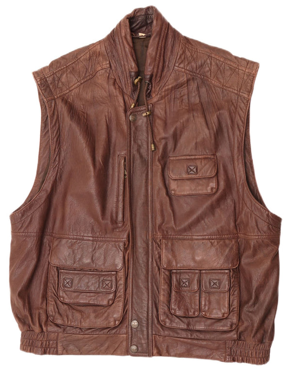 Forster Herre Læder Gilet EU 60 5XL Brun
