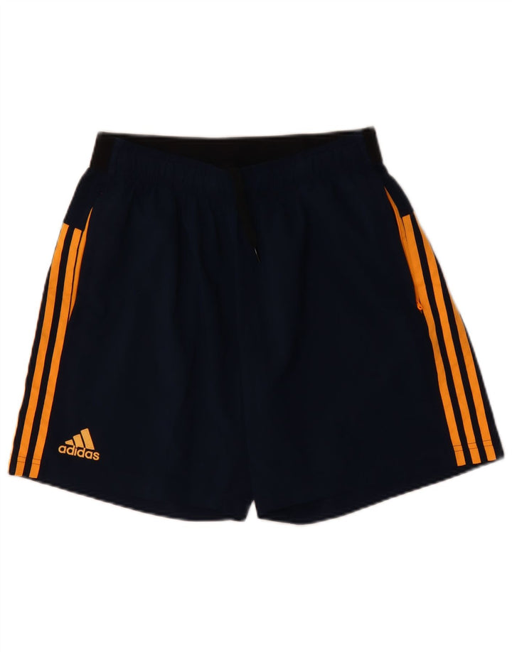 ADIDAS Boys Climalite Sport Shorts 13-14 Years Large Navy Blue Polyester