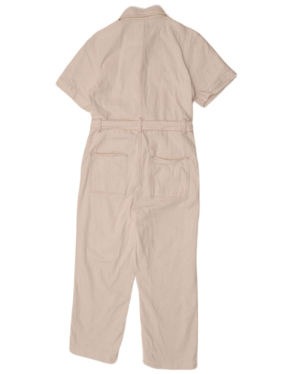 Topshop Dame Kortærmet Jumpsuit UK 10 Small White Bomuld