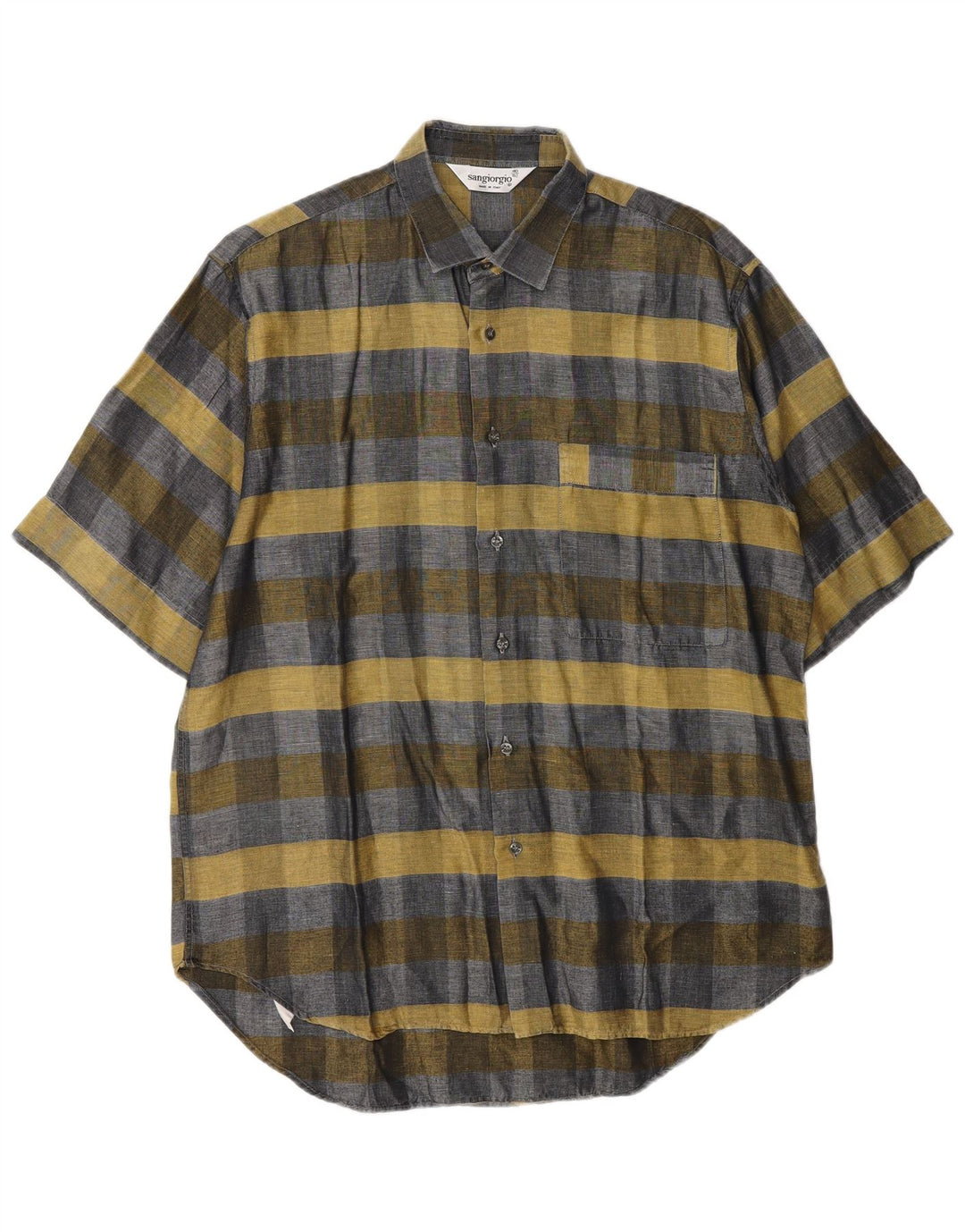 Sangiorgio Kortærmet Herreskjorte Størrelse 40/15 Medium Grey Check