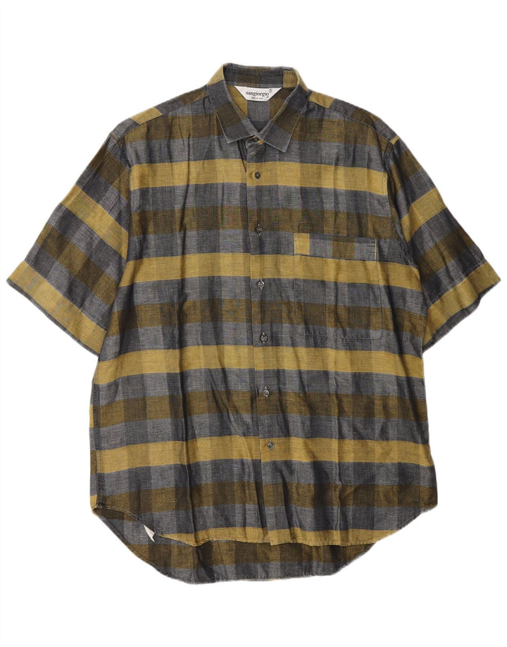 Sangiorgio Kortærmet Herreskjorte Størrelse 40/15 Medium Grey Check