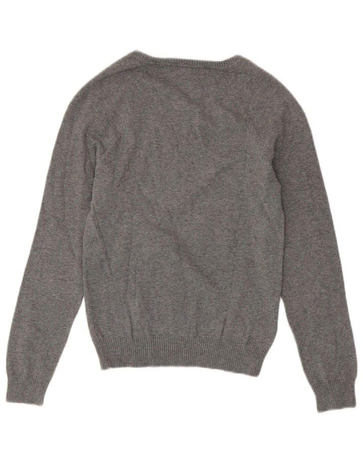 Zara Dame V-hals sweater UK 12 Medium Grå Bomuld