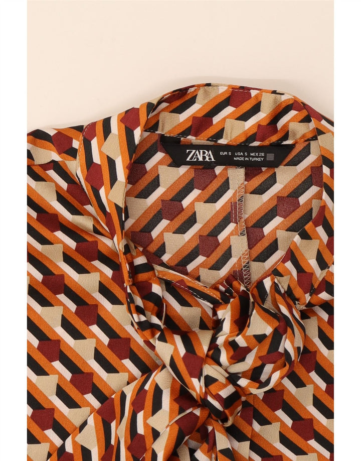 ZARA Womens Oversized Shirt Blouse UK 10 Small Multicoloured Geometric Vintage Zara and Second-Hand Zara from Messina Hembry 