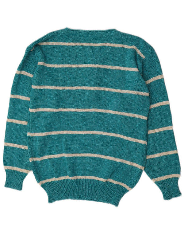 Nanette Dame Button Neck Jumper Sweater UK 10 Små turkis stribet