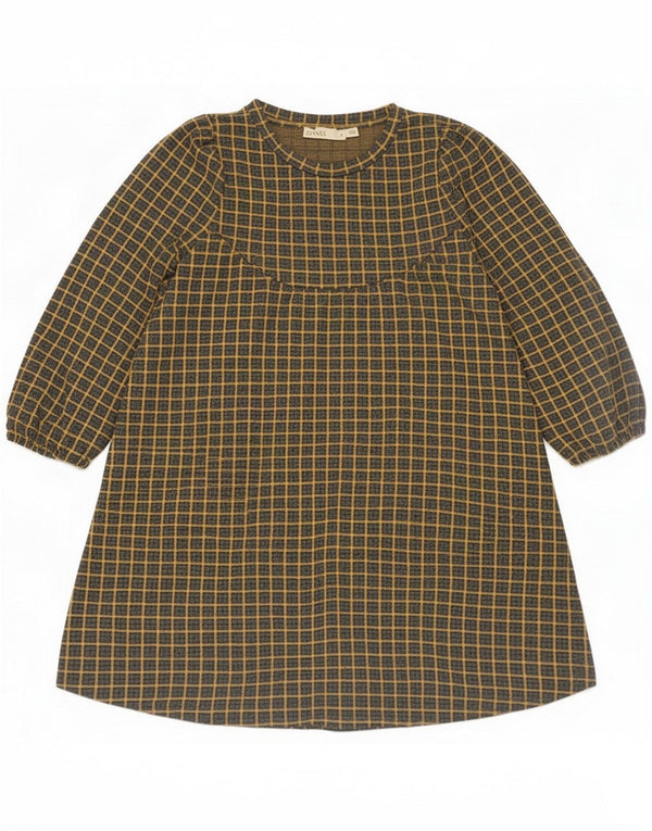 Oasis Dame 3/4 ærmer Oversized A-Line Kjole UK 10 Small Yellow Check
