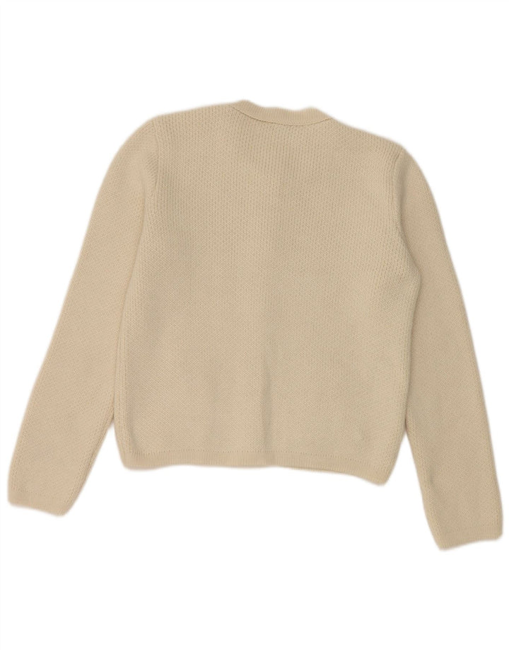 Zara Dame Cardigan Sweater UK 12 Medium Off White Akryl
