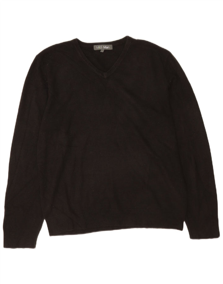Marks & Spencer Herre V-hals sweater Stor sort akryl