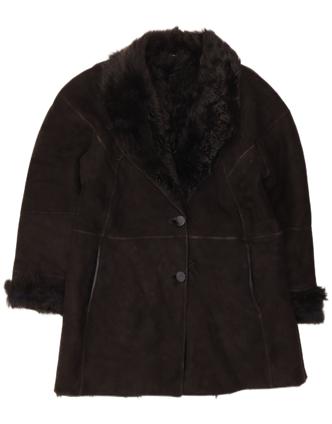 Muflone Dame Shearling Coat IT 48 XL sort læder