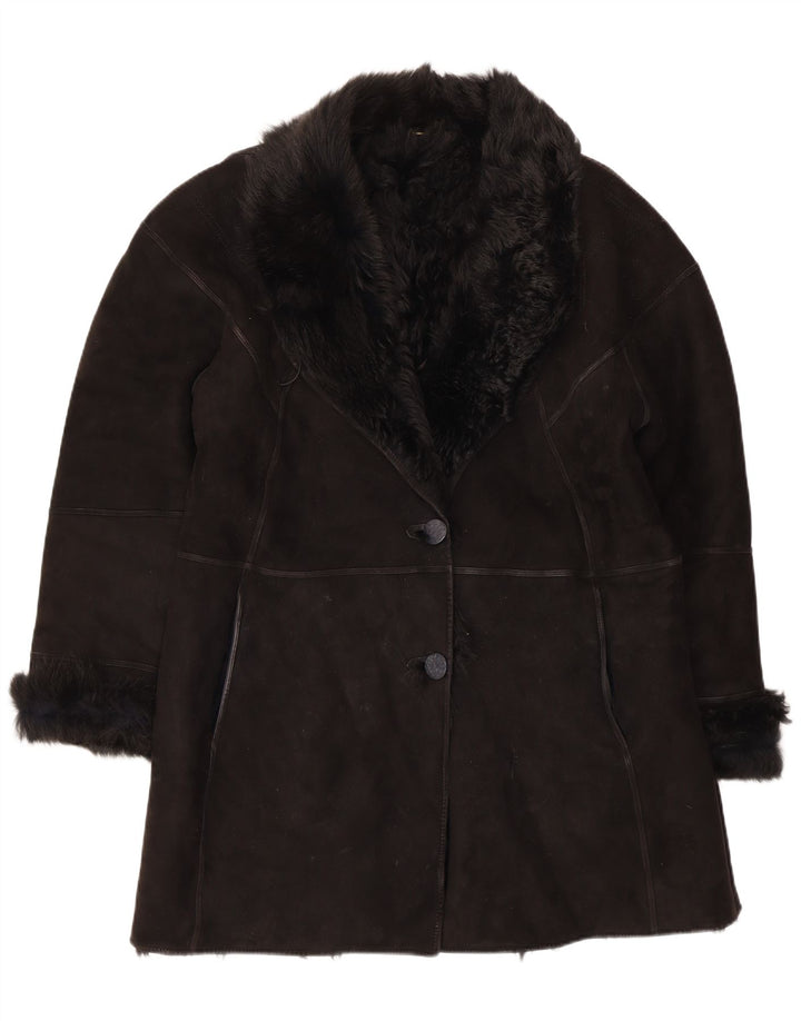 Muflone Dame Shearling Coat IT 48 XL sort læder