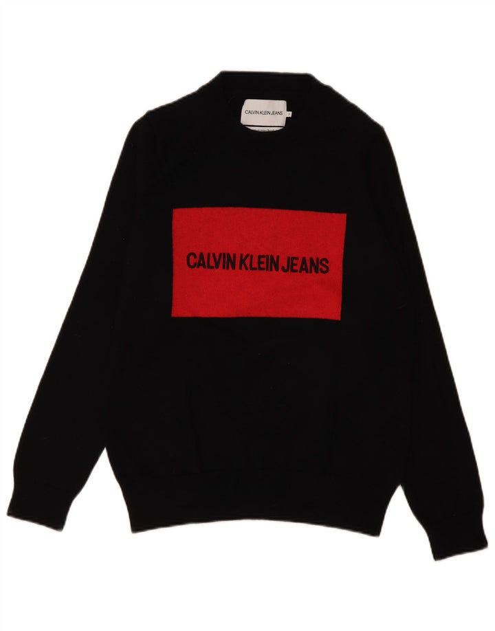 Calvin Klein Jeans Herre Crew Neck Jumper Sweater Small Black Colourblock