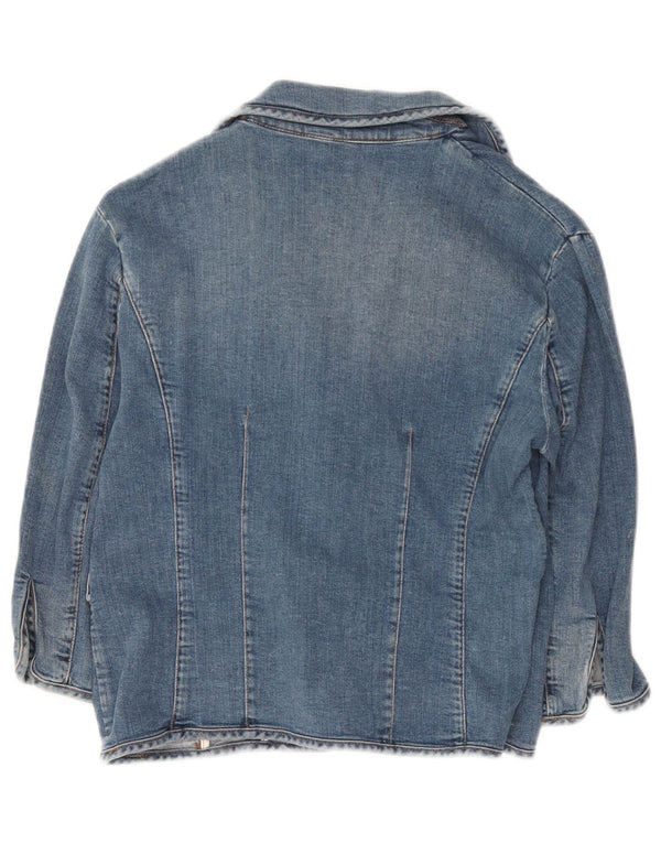 Iceberg Womens Crop 3/4-ærmet denimjakke IT 46 Stor blå bomuld