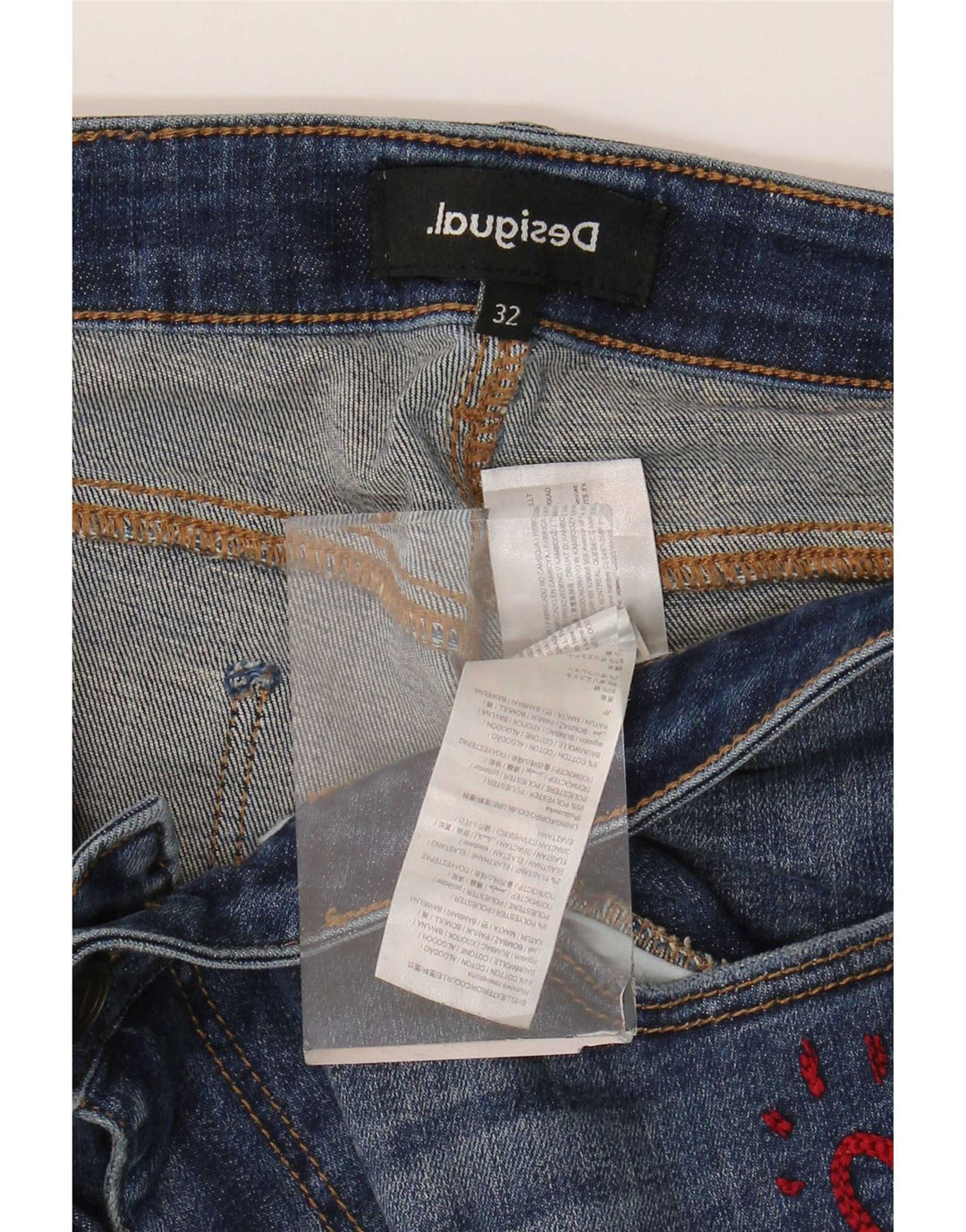 Desigual Dame Distressed Slim Jeans W32 L26 Blå Bomuld