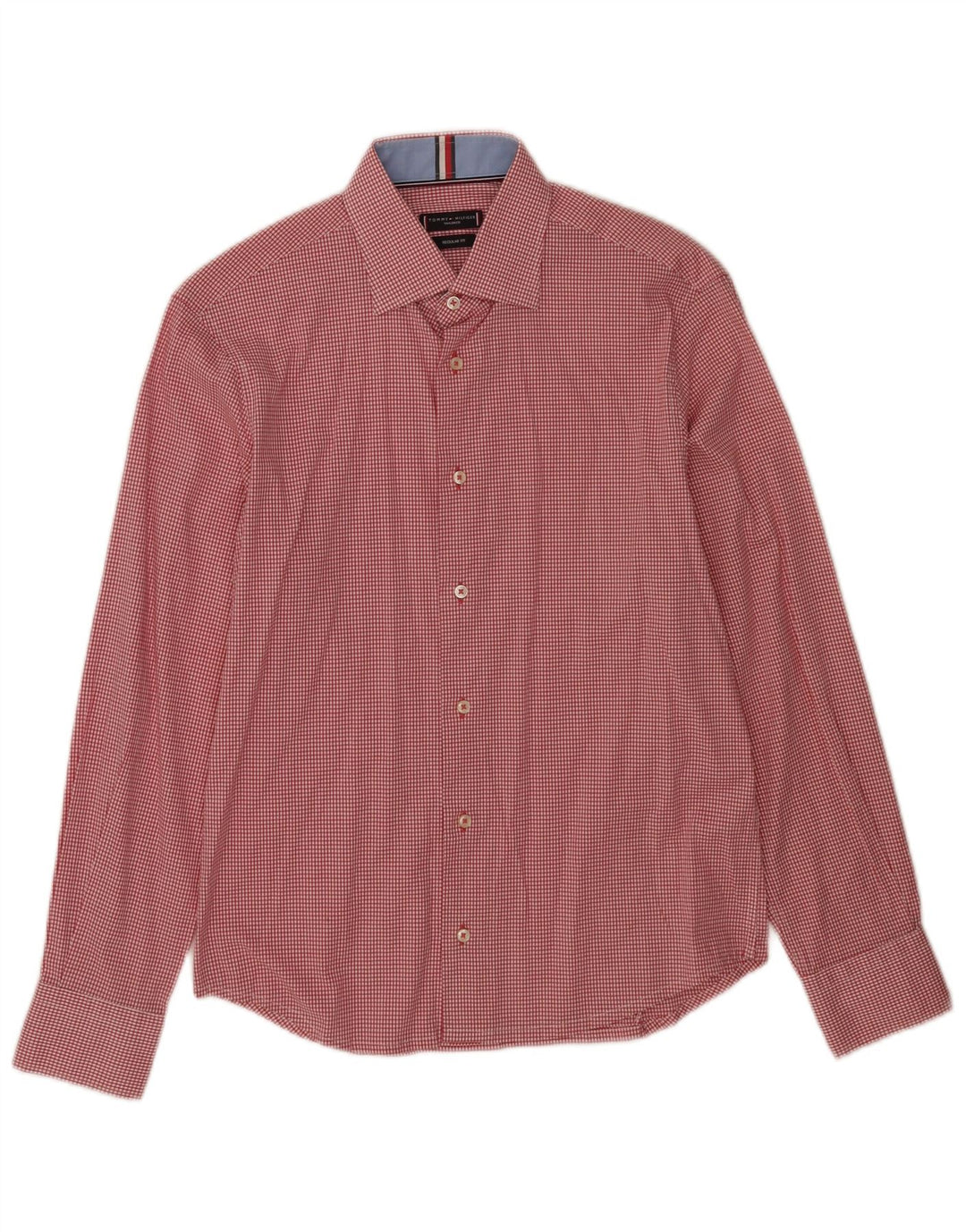 Tommy Hilfiger Herre Regular Fit Skjorte Størrelse 38 15 Medium Rød Gingham