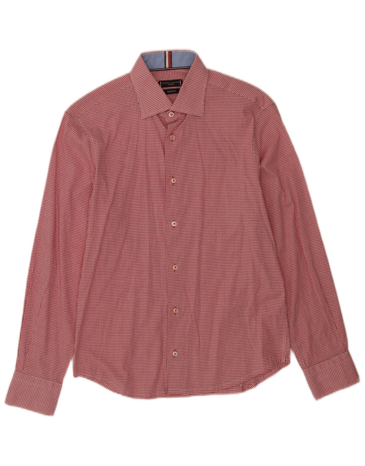 Tommy Hilfiger Herre Regular Fit Skjorte Størrelse 38 15 Medium Rød Gingham