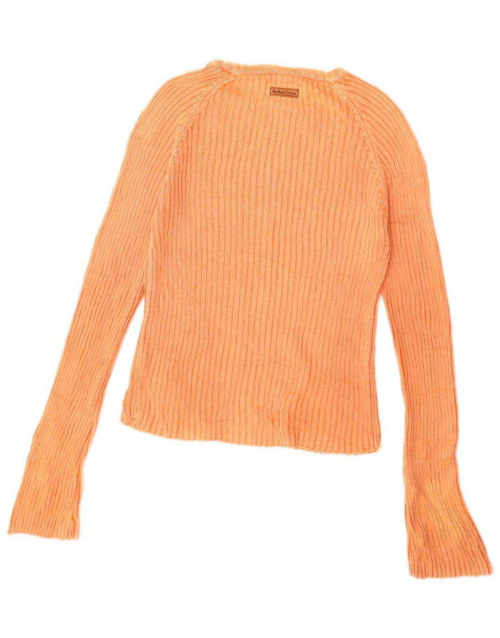 MARLBORO CLASSICS Dame Boat Neck Sweater UK 12 Medium Orange