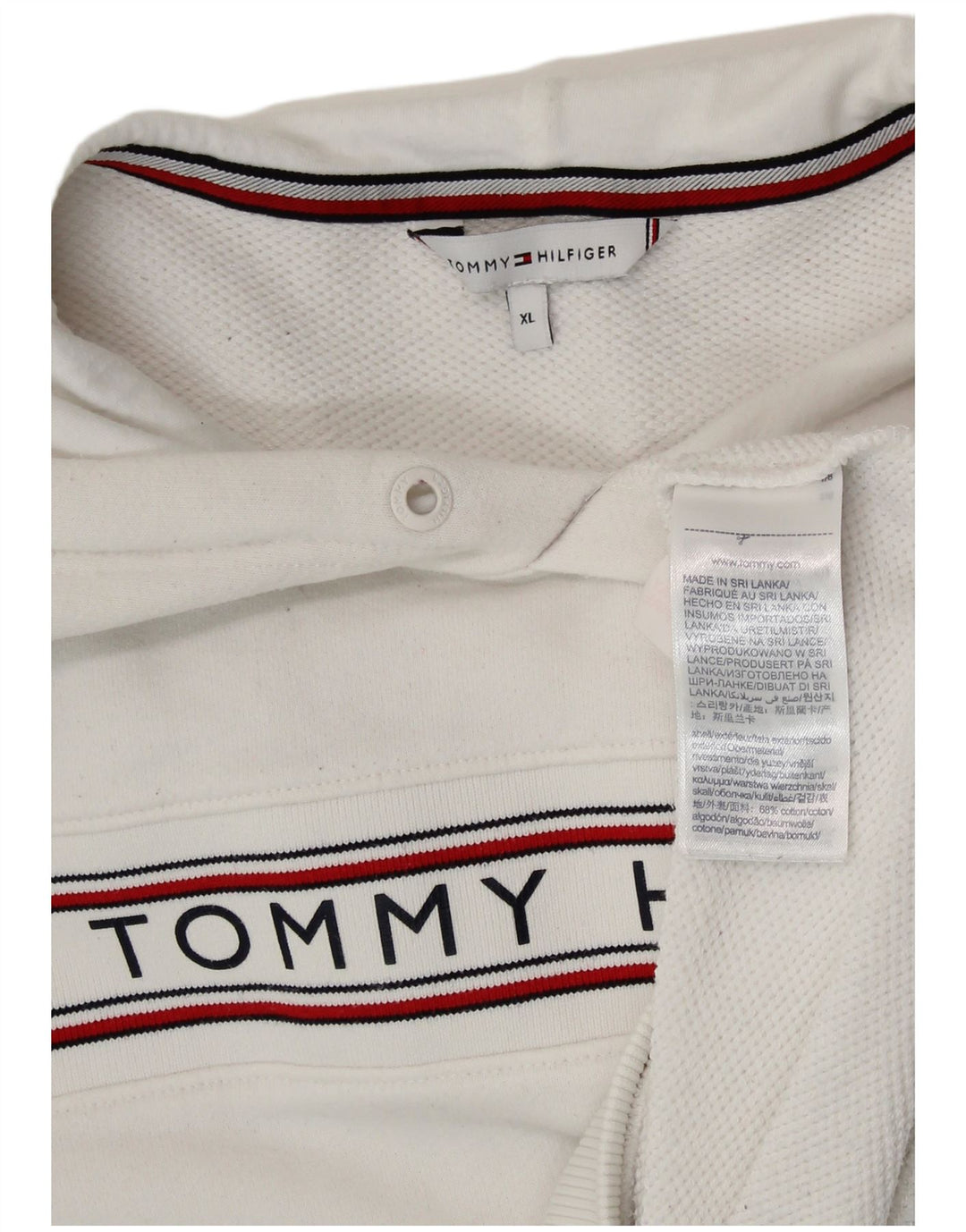 TOMMY HILFIGER Oversized grafisk hættetrøje til kvinder UK 18 XL Hvid
