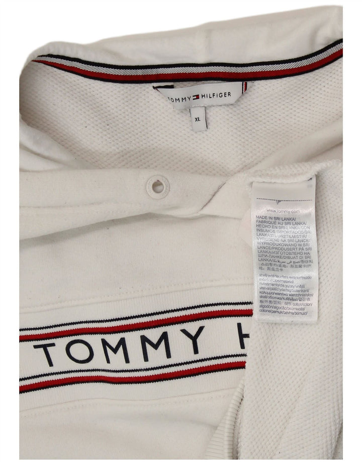 TOMMY HILFIGER Oversized grafisk hættetrøje til kvinder UK 18 XL Hvid